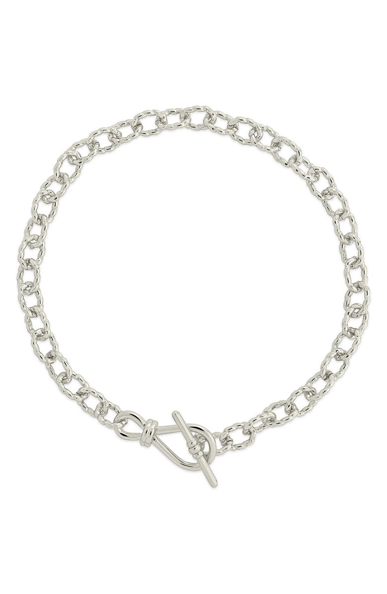 Sterling Forever Scottie Textured Chain Bracelet, Main, color, Silver