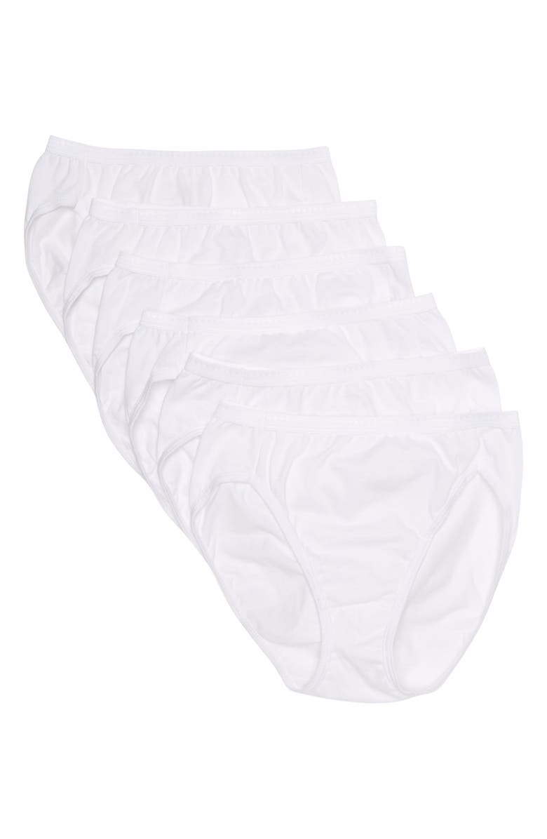 Hanes Breathable Cotton High Cut Brief Panties - Pack of 6, Main, color, 