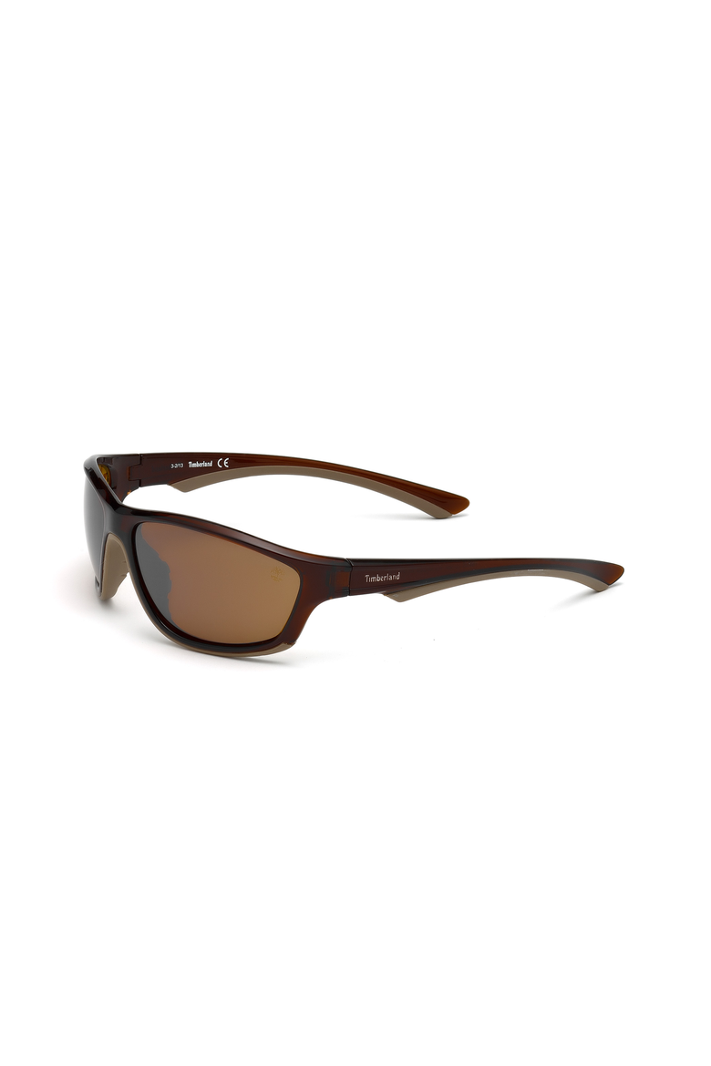 Rounded Wraparound Polarized Sunglasses, Alternate, color, Dark Brown
