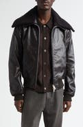 OUR LEGACY Pharos Leather Bomber Jacket with Removable Genuine Shearling Collar