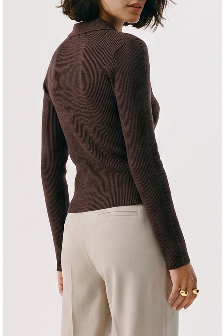 Polo Rib Sweater, Alternate, color, CHOCOLATE TORTE