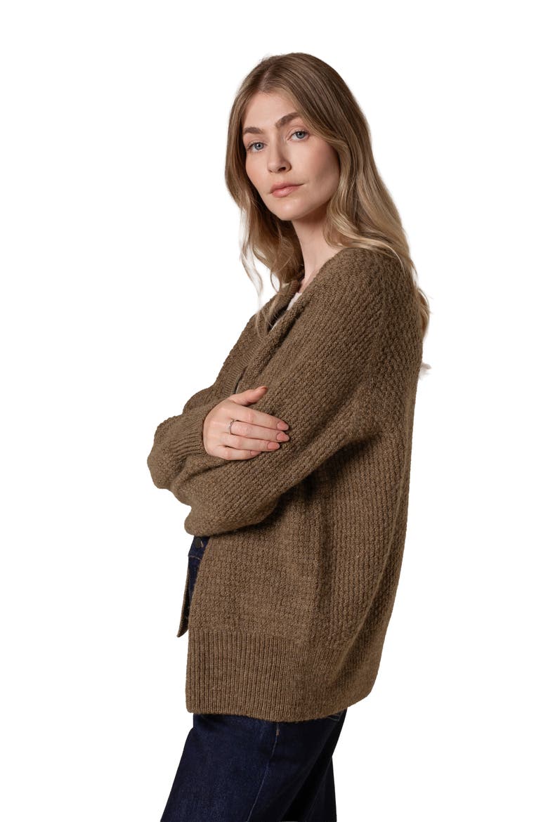 British Wool Moss Stitch Cardigan, Alternate, color, Walnut