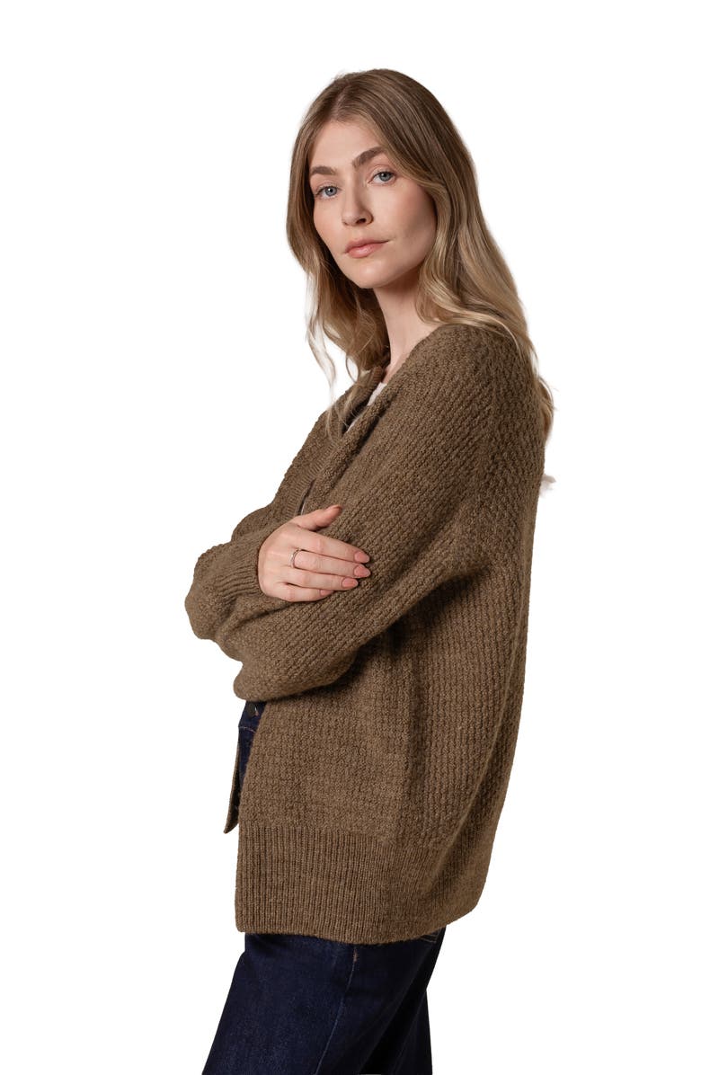 Celtic & Co. British Wool Moss Stitch Cardigan, Alternate, color, Walnut