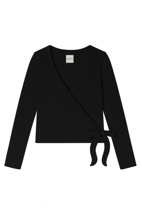 Vir Vita Margot Wrap Top In Black
