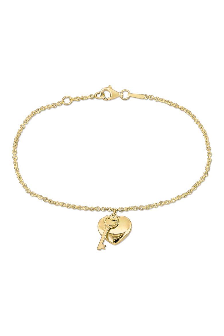 Heart & Key Charm Bracelet, Main, color, GOLD