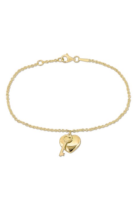 Heart & Key Charm Bracelet
