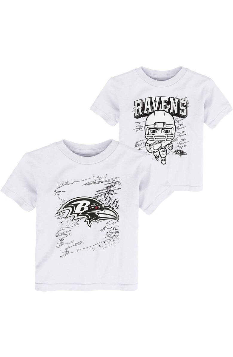 Outerstuff Toddler White Baltimore Ravens Coloring Activity Two-Pack T-Shirt Set, Alternate, color, 