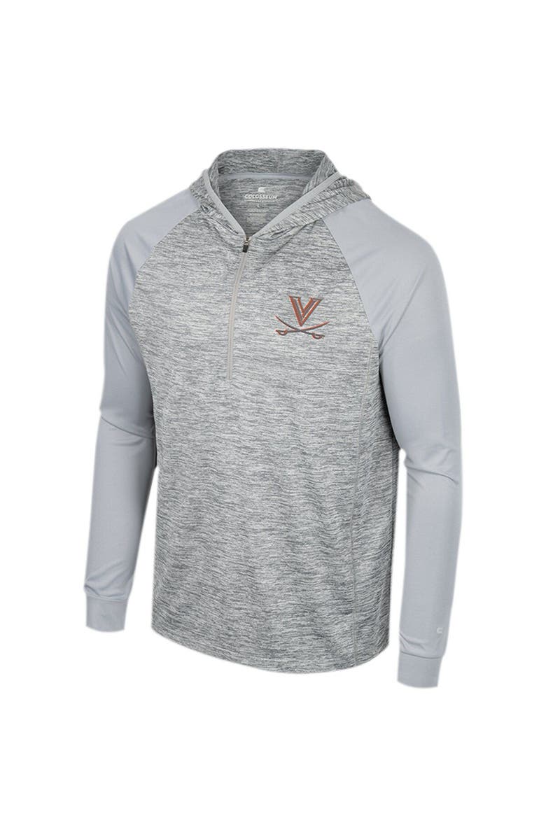 COLOSSEUM Men's Colosseum Gray Virginia Cavaliers Cybernetic Raglan Quarter-Zip Hooded Top, Alternate, color, 