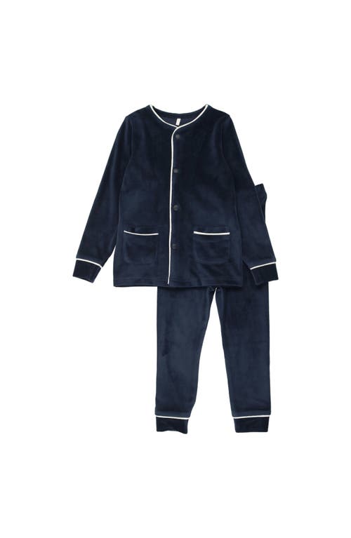 Pouf Boys Velour PJ in Navy 