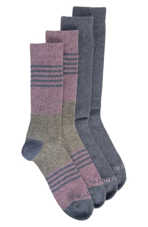 2-Pack Stripe Wool & Yak Blend Crew Socks