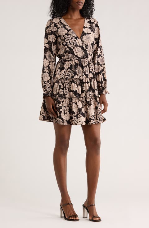 Floral Tiered Long Sleeve Minidress
