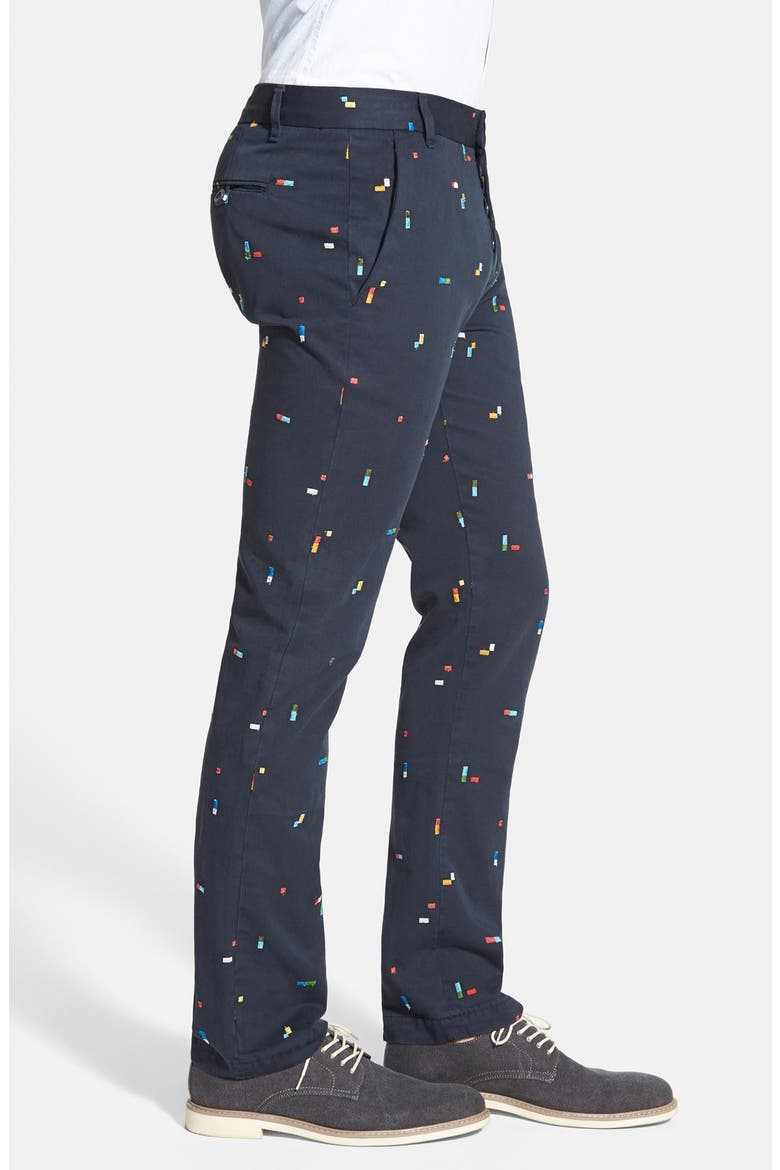 Slim Fit Embroidered Chinos, Alternate, color, NAVY