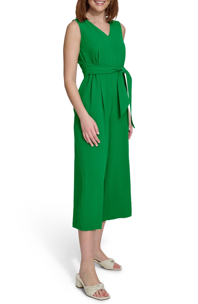 Calvin Klein V-Neck Sleeveless Crop Wide Leg Jumpsuit, Alternate, color,