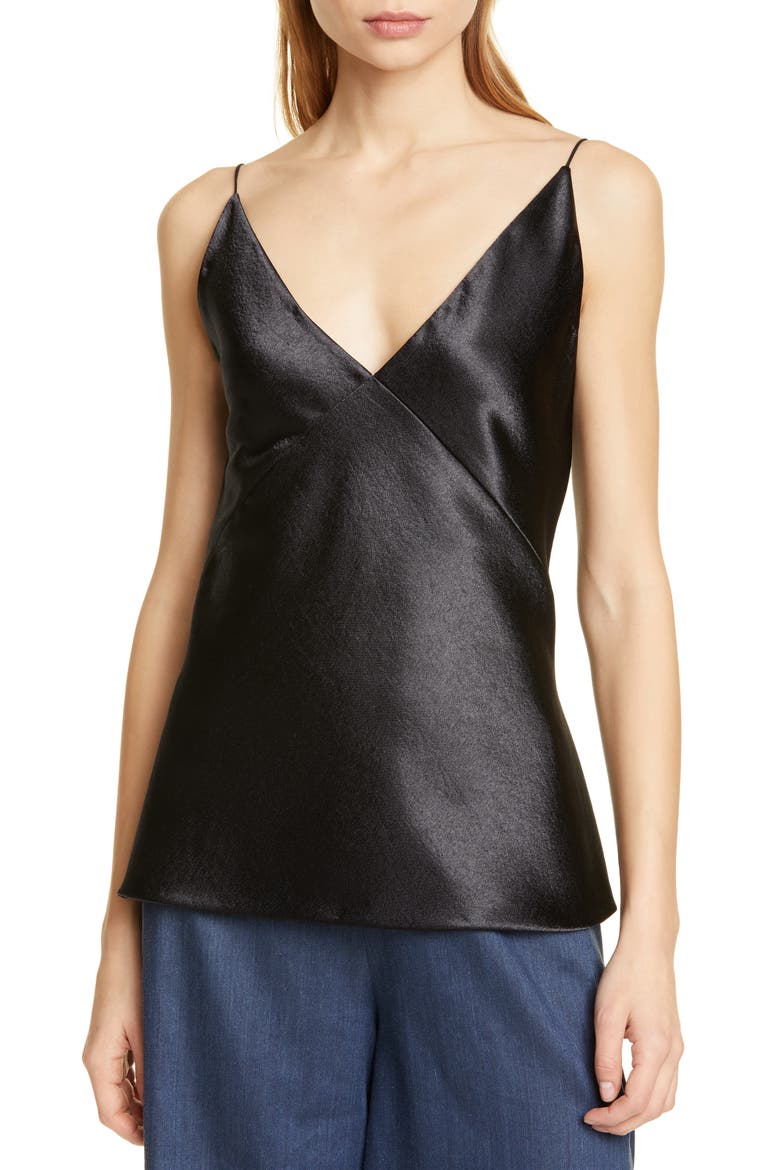 V-Neck Bias Camisole, Main, color, BLACK