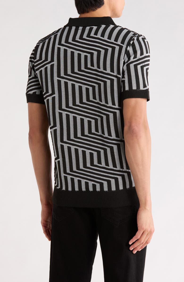 TOM BAINE Johnny Collar Knit Polo Sweater, Alternate, color, Black