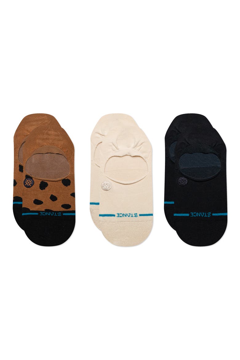 Leopard Assorted 3-Pack Cotton Blend No-Show Socks, Main, color, BROWN