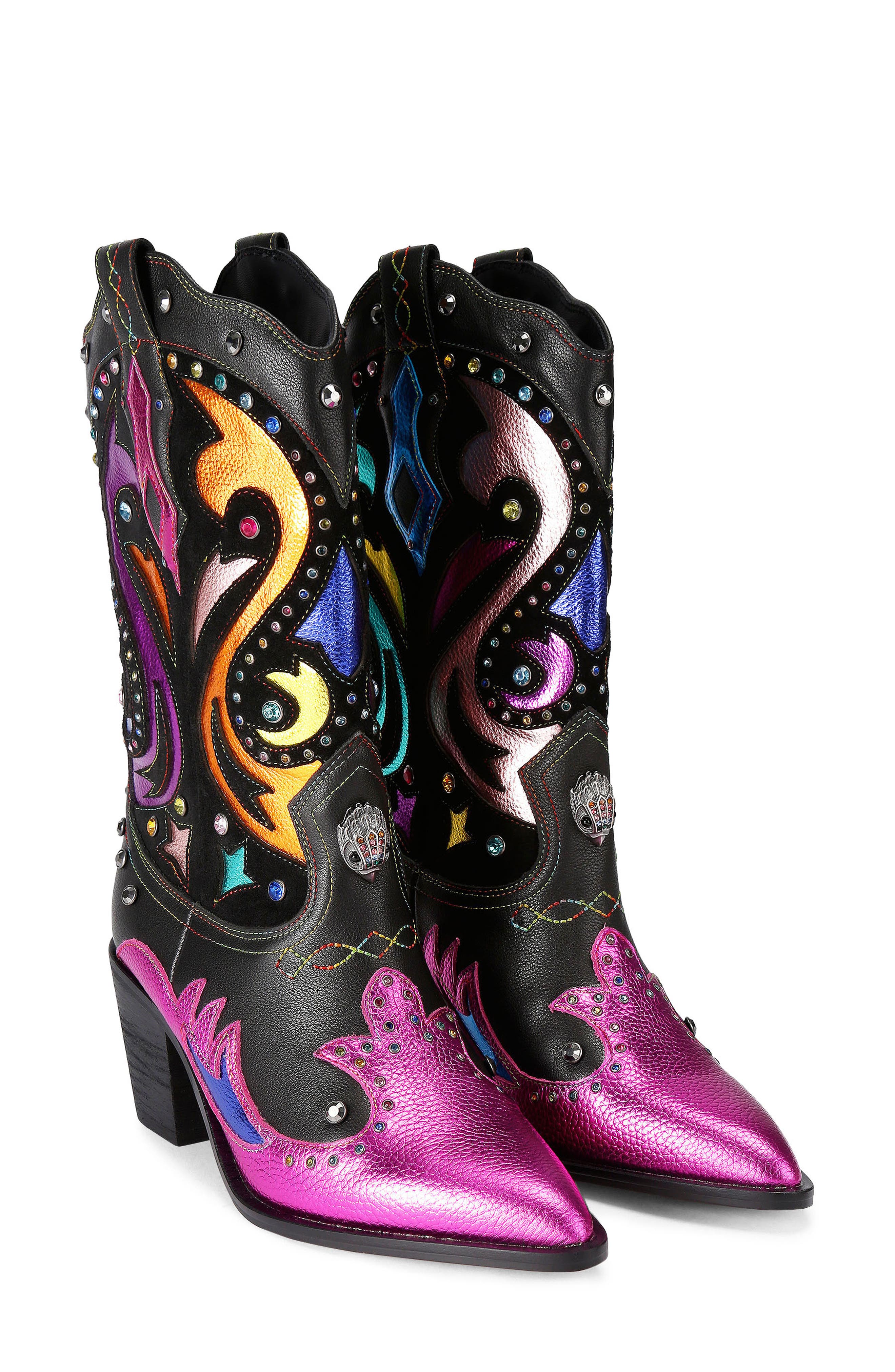 Kurt Geiger London Kensington Western Boot, Alternate, color, Charcoal