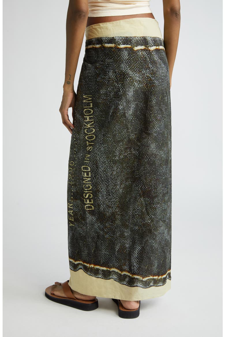 Midsummer Cotton Sarong Maxi Wrap Skirt, Alternate, color, BEIGE/ BLACK