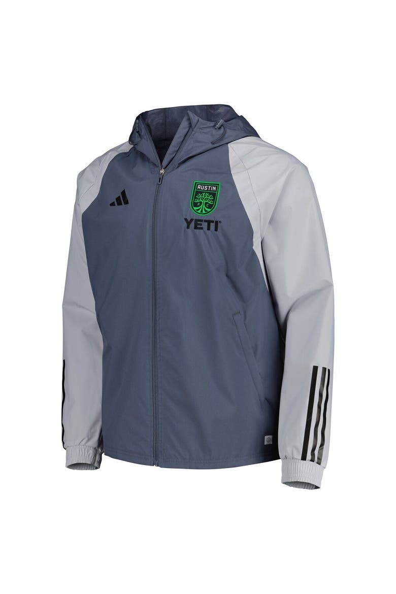 Men's adidas Charcoal Austin FC All-Weather Raglan Hoodie Full-Zip Jacket, Alternate, color, Charcoal