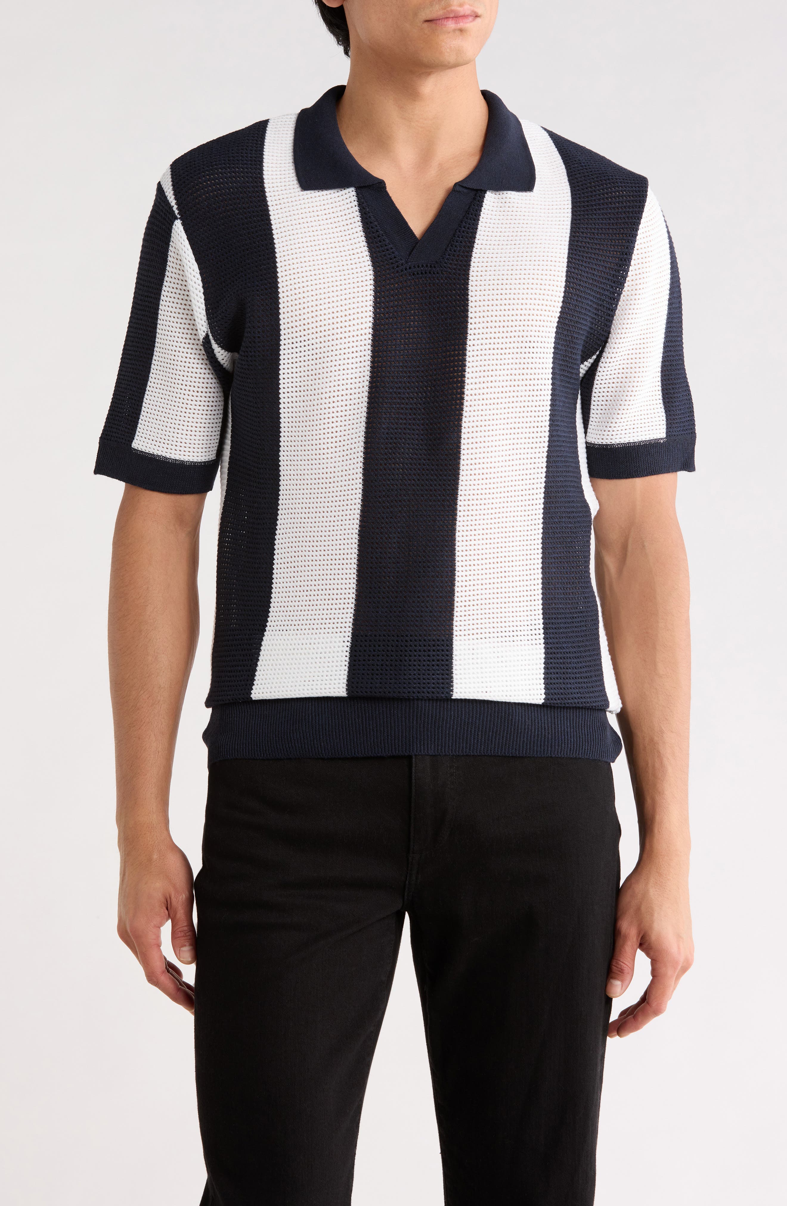 Johnny Collar Short Sleeve Knit Sweater - image 5