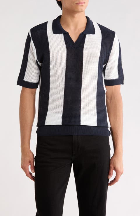 Johnny Collar Short Sleeve Knit Sweater