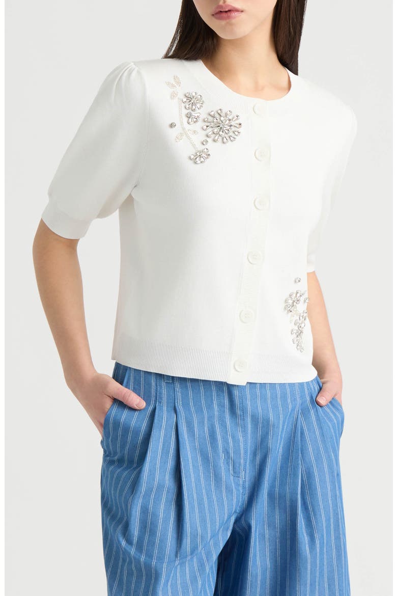Embellished Cardigan, Main, color, MARSHMALLOW