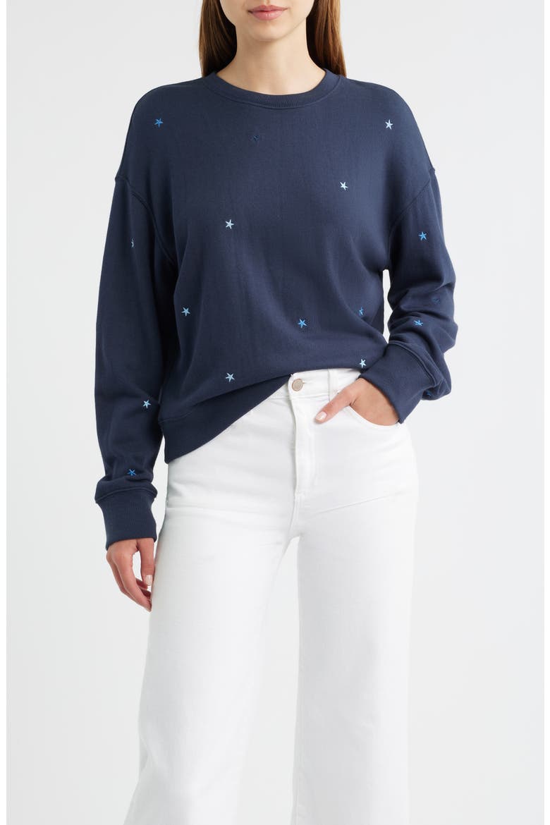 Ramona Star Embroidered Crewneck Sweatshirt, Main, color, LUCKY STARS