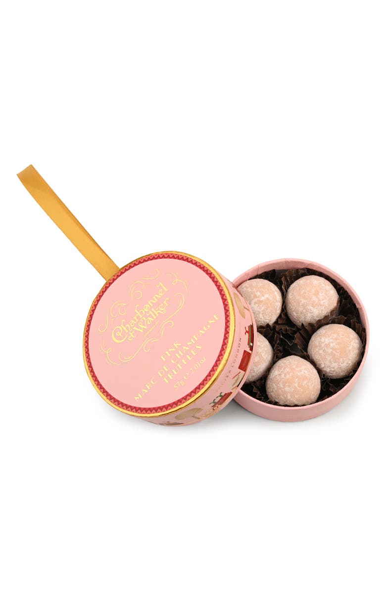 Charbonnel et Walker Pink Marc de Champagne Truffle Ornament Box, Main, color, 