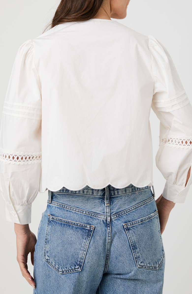 French Connection Alissa Broderie Anglaise Cotton Button-Up Shirt, Alternate, color, Linen White