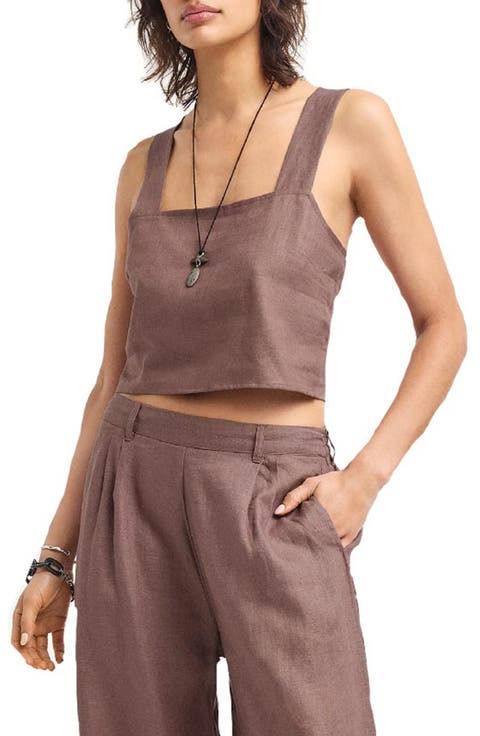 Tallows Crop Linen Cover-Up Top