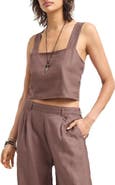 Vitamin A® Tallows Crop Linen Cover-Up Top