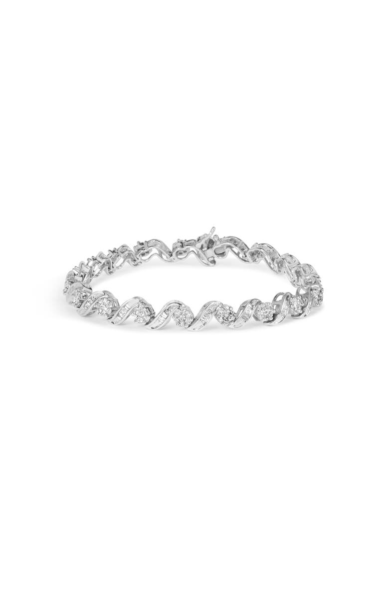 Haus of Brilliance 14K White Gold 2.00 Cttw Diamond Cluster and Spiral Link Bracelet, Alternate, color, White