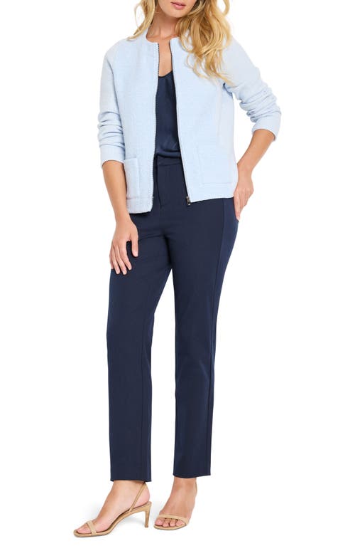 Nic + Zoe Nic+zoe Woven & Knit Zip Jacket In Blue Mix