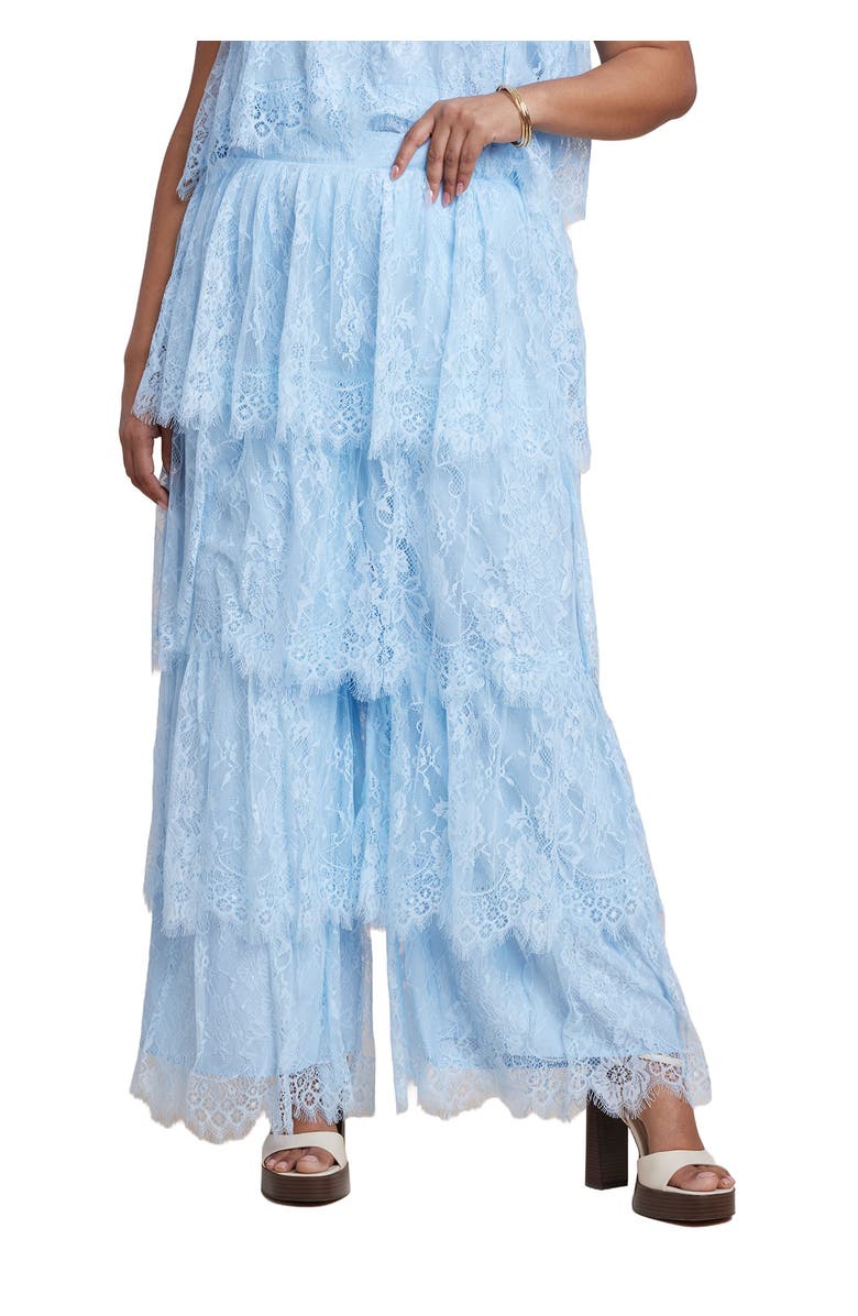 ELOQUII Tiered Lace Pant, Main, color, Ice Water