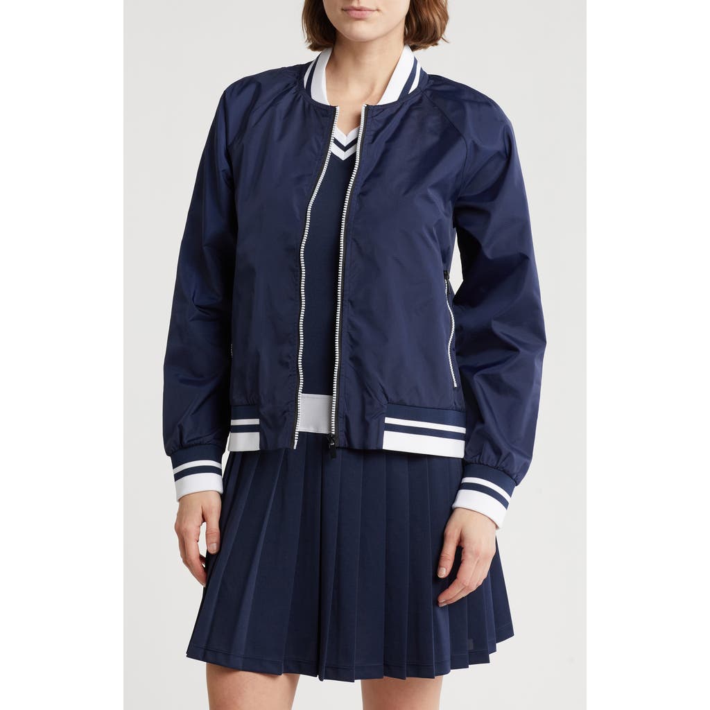 Nanette Lepore Play Rib Trim Bomber Jacket In Blue