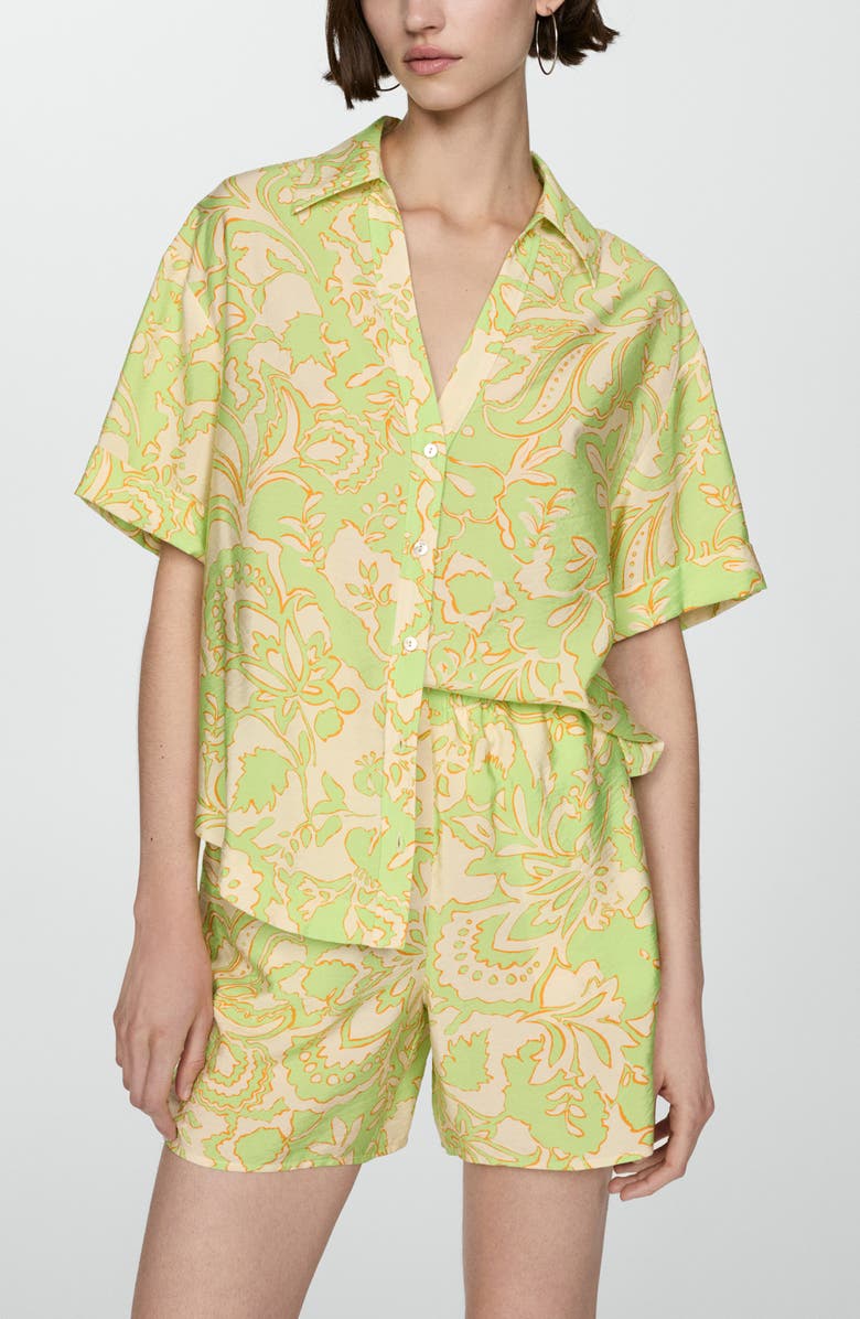 MANGO Floral Print Fluid Pants, Alternate, color, 