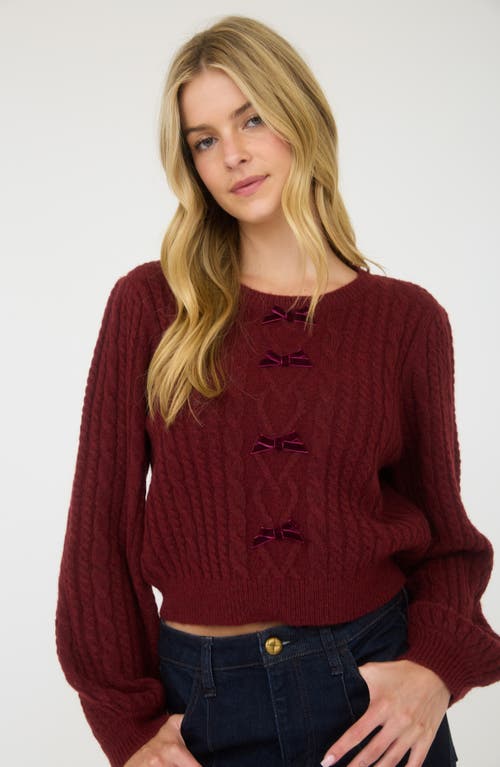 Blu Pepper Ribbon Crewneck Sweater In Burgundy