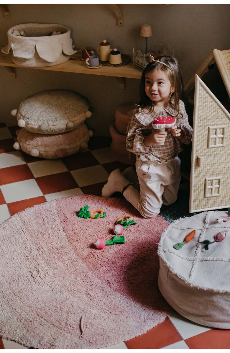 Lorena Canals Bubbly Pompom Trim Floor Cushion, Alternate, color, Olive