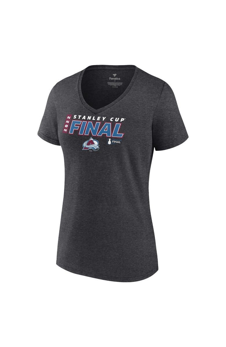 FANATICS Women's Fanatics Branded Heathered Charcoal Colorado Avalanche 2022 Stanley Cup Final Plus Size Own Goal Roster V-Neck T-Shirt, Alternate, color, 