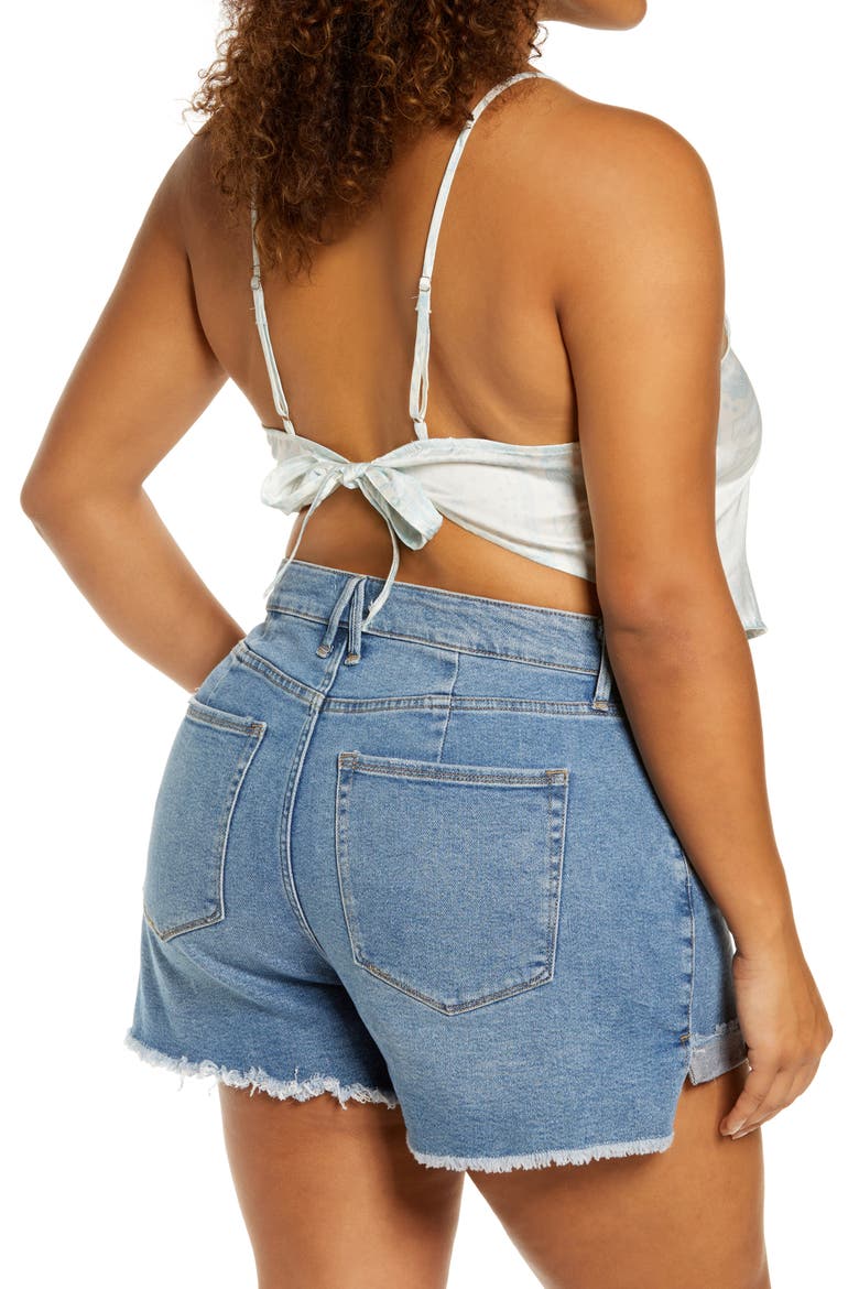 Handkerchief Crop Top, Alternate, color, IVORY- BLUE BANDANAMIX