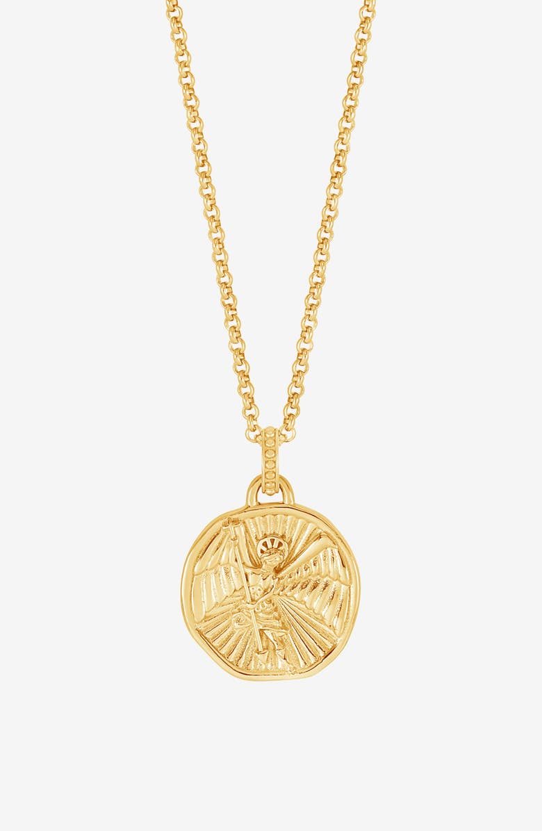 Dower & Hall Men's St. Michael Talisman Necklace, Main, color, Yellow Gold Vermeil