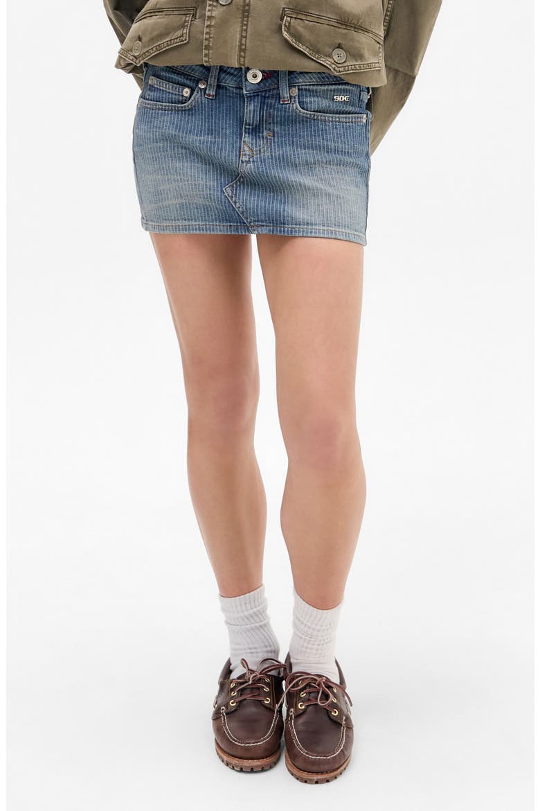 Striped Denim Miniskirt, Main, color, BLUE