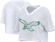 FANATICS Women's Fanatics White Philadelphia Eagles Oversized Mesh Cropped V-Neck Jersey