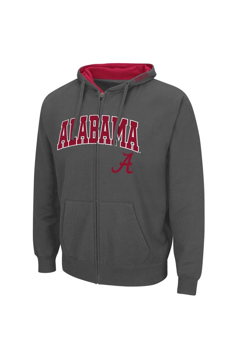 Men's Colosseum Charcoal Alabama Crimson Tide Arch & Logo 3.0 Full-Zip Hoodie, Alternate, color, Charcoal