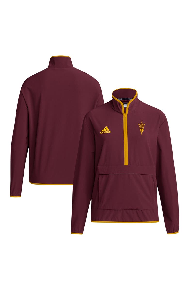 adidas Men's adidas Maroon Arizona State Sun Devils 2024 Coaches Sideline Half-Zip Jacket, Main, color, 