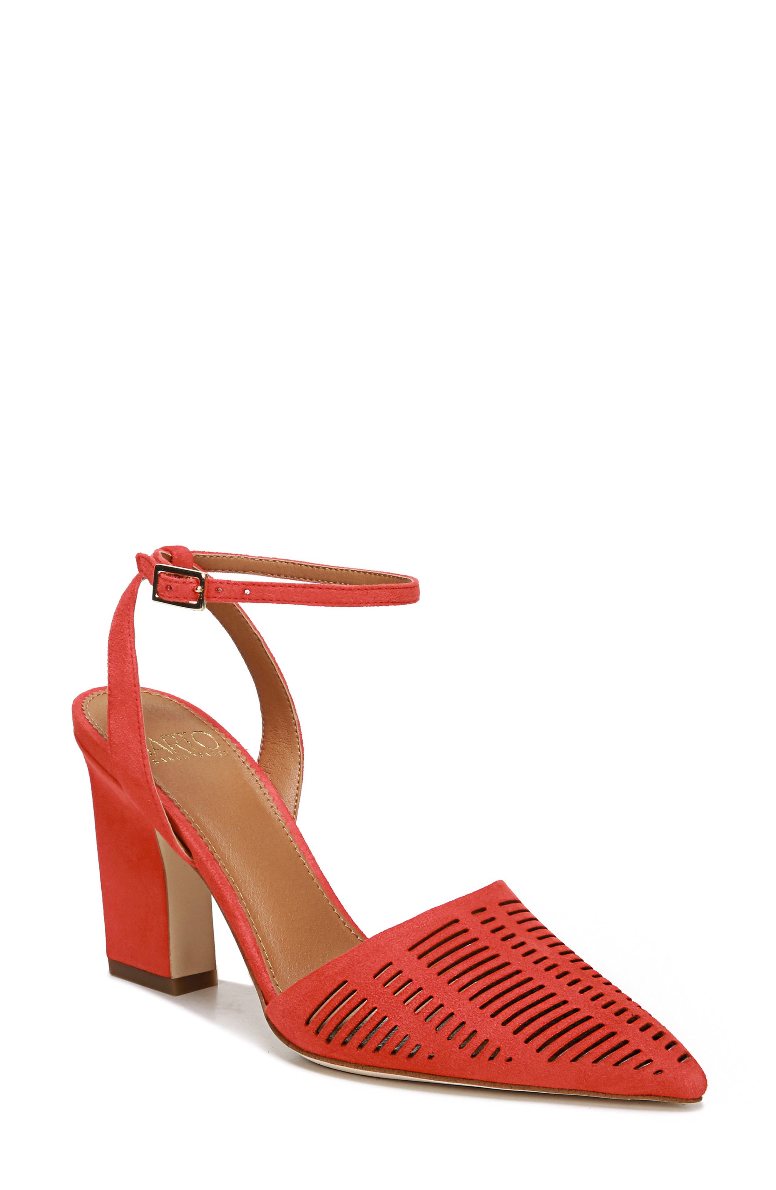 Starla Ankle Strap Pump, Main, color, POPPY SUEDE