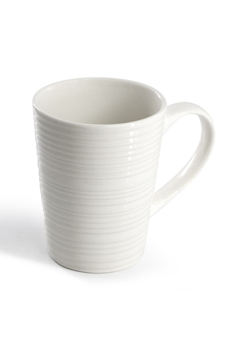 Nikki 18 Piece Ribbed White Porcelain Dinnerware and Serving Bowl Set, Alternate, color, White