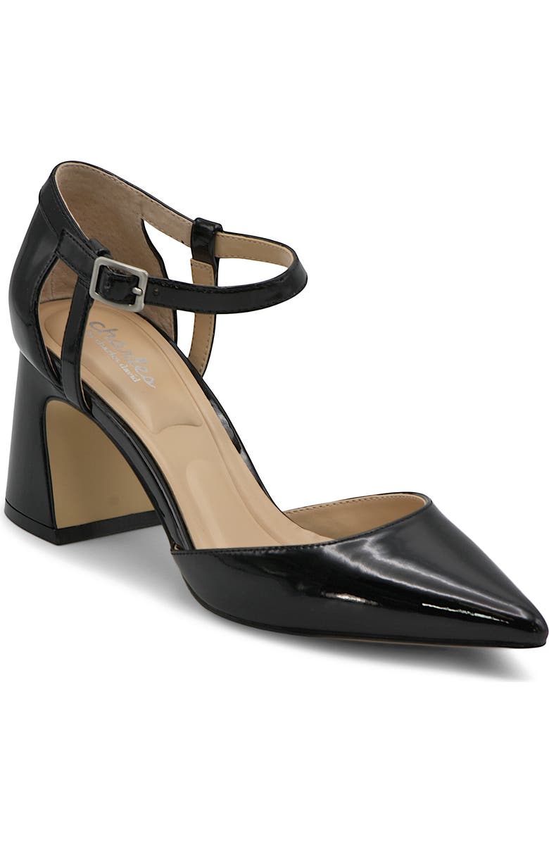 Charles by Charles David Aveena Ankle Strap Pointed Toe Pump, Main, color, Black