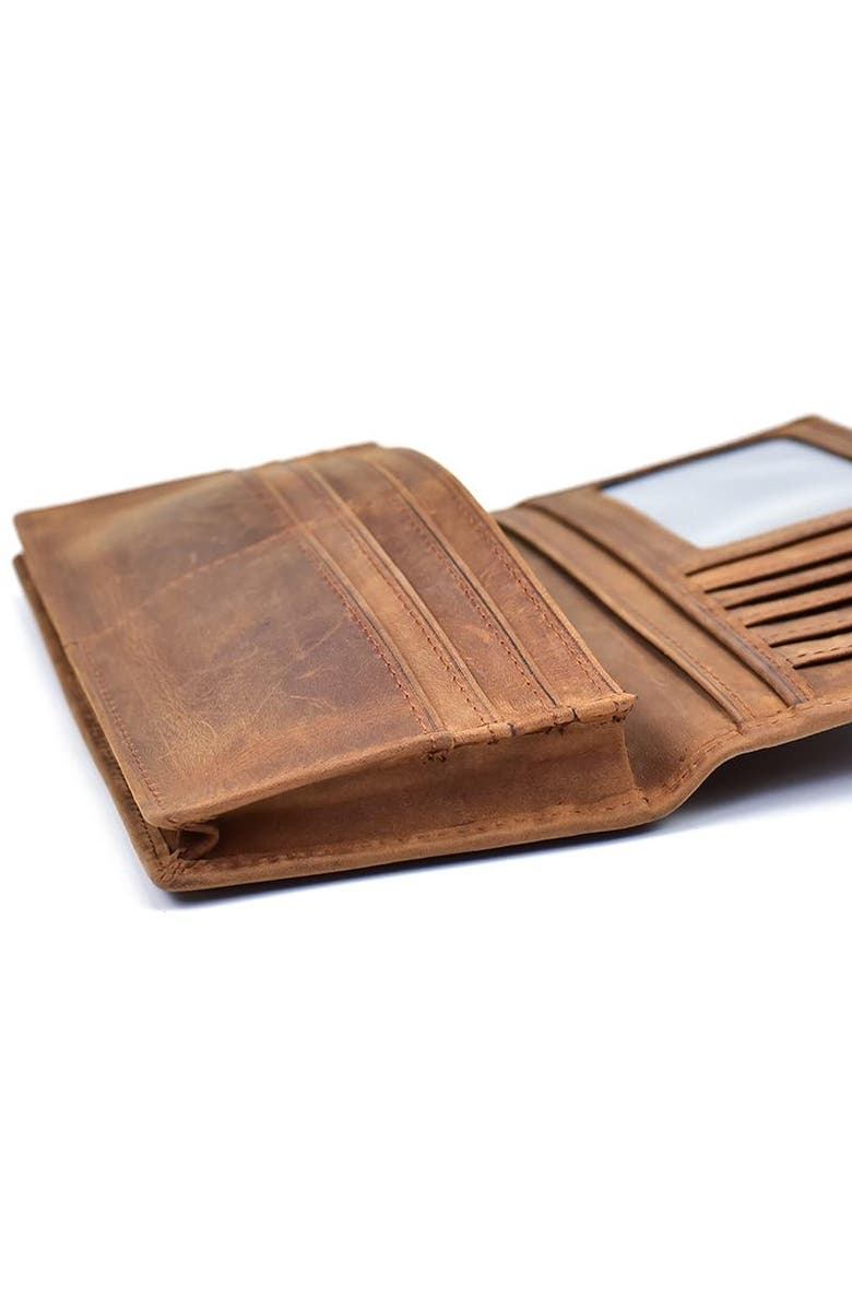 STEEL HORSE LEATHER The Pathfinder Bifold Wallet | Genuine Leather Pocket Book, Alternate, color, Brown