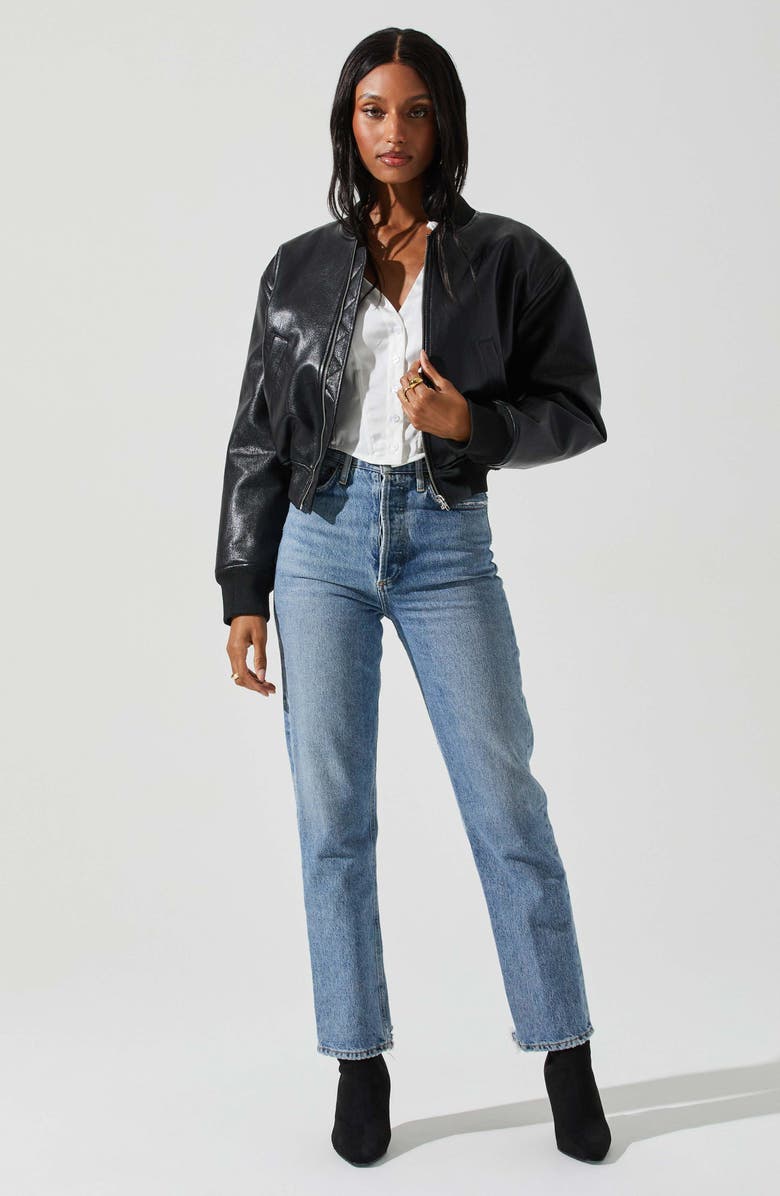 ASTR the Label Avianna Faux Leather Crop Bomber Jacket, Alternate, color,